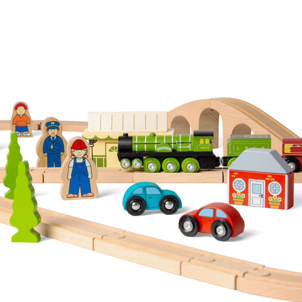 Bigjigs Rail Flying Scotsman Wooden Train Set Heritage Collection 42 Pieces