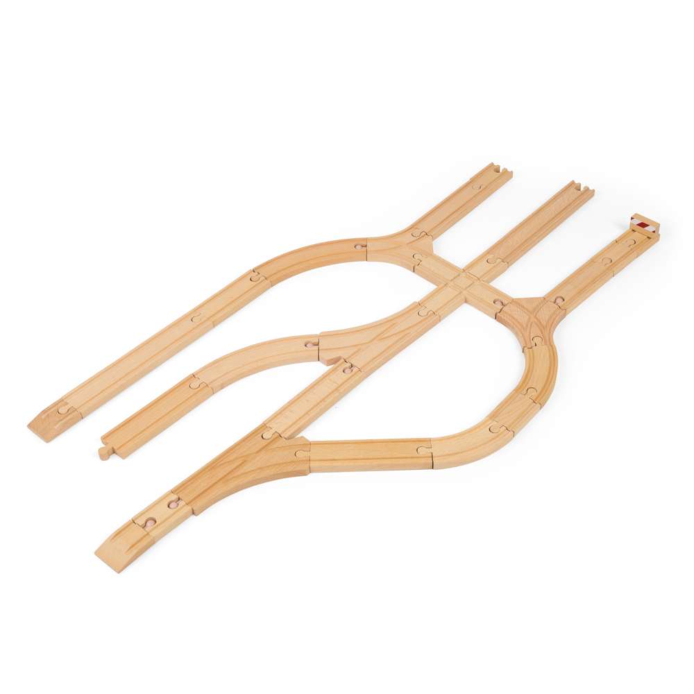 Bigjigs Rail Low Level Wooden Train Track Expansion Pack 25 Pieces