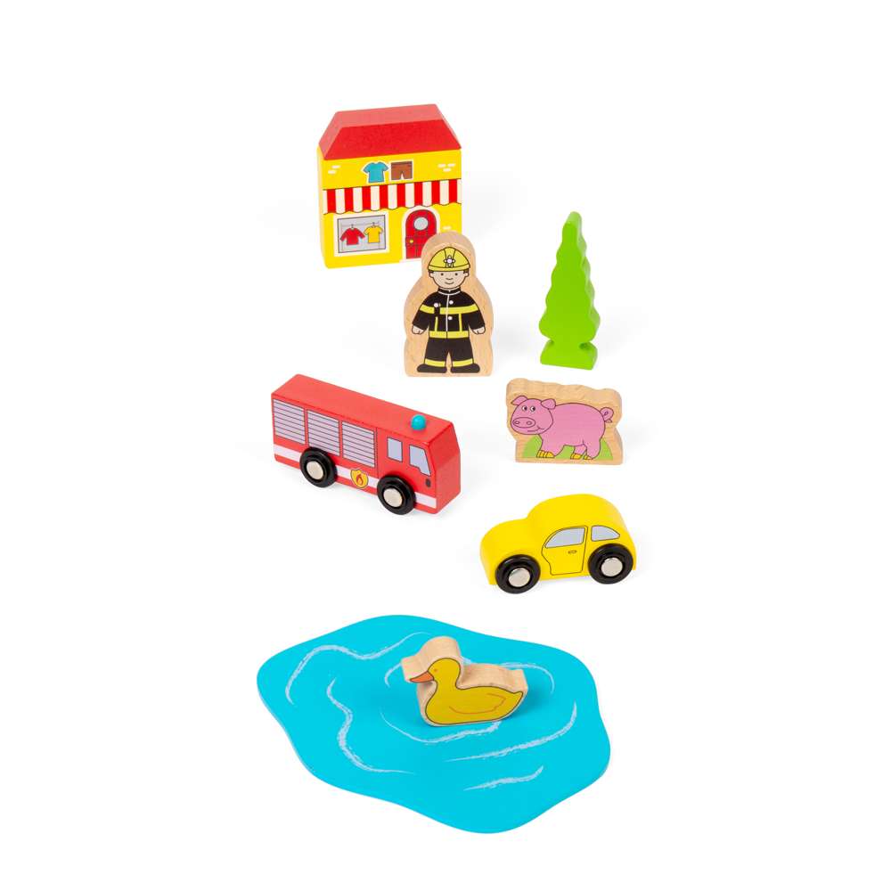 Bigjigs Rail Trackside Wooden Train Set Accessories 32 Play Pieces