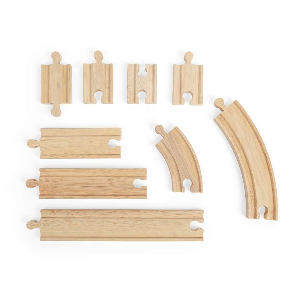 Bigjigs Rail Wooden Train Track Expansion Pack Curves and Straights 24 Pieces