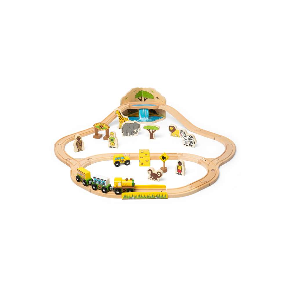 Bigjigs Rail Safari Wooden Train Set 38 Pieces