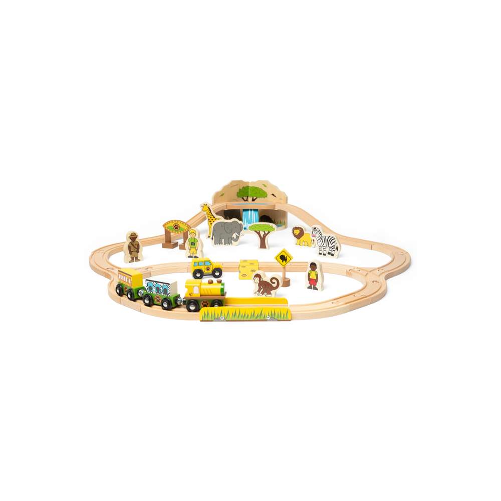 Bigjigs Rail Safari Wooden Train Set 38 Pieces
