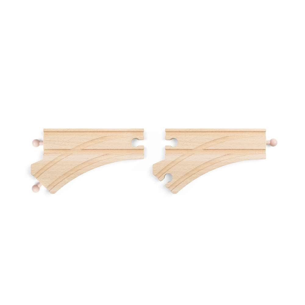 Bigjigs Rail Curved Points Wooden Railway Expansion Pack 2 Pieces