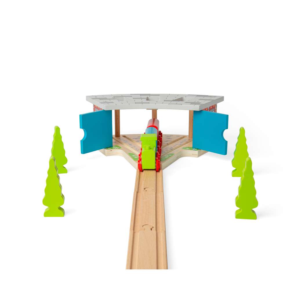 Bigjigs Rail Triple Engine Shed Wooden Train Set Accessory Compatible with Major Brands 3 Years Plus