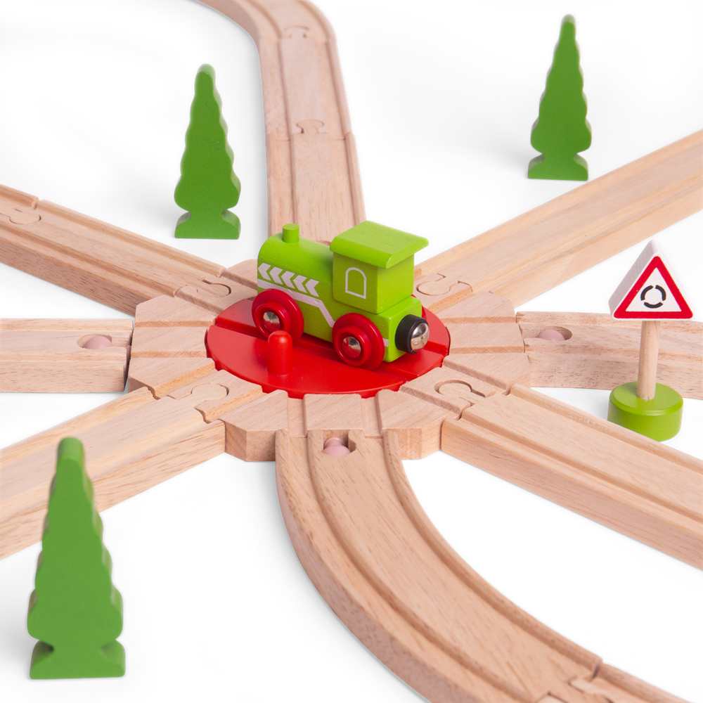 Bigjigs Rail 8 Way Turntable Wooden Railway Expansion Pack Accessories