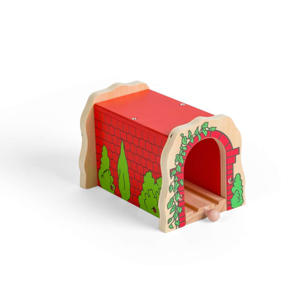 Bigjigs Rail Red Brick Tunnel Wooden Train Accessory for Kids Toy Railway Sets