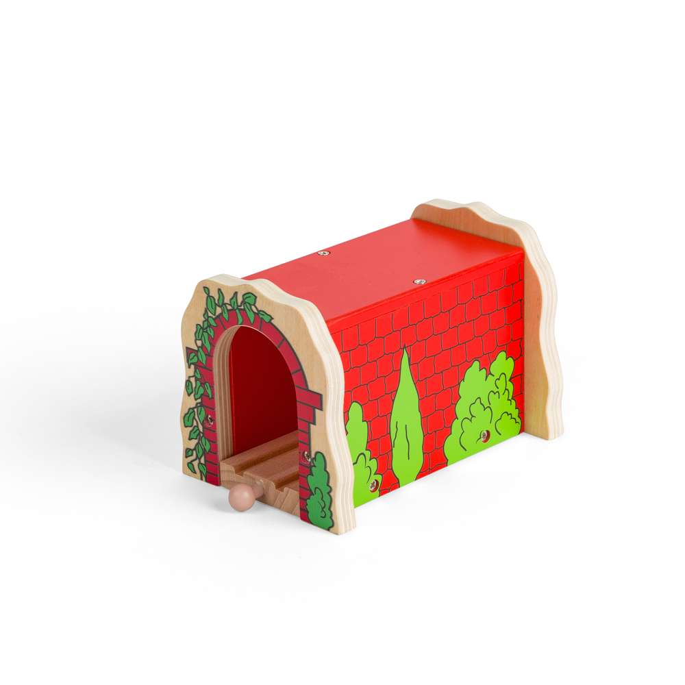Bigjigs Rail Red Brick Tunnel Wooden Train Accessory for Kids Toy Railway Sets
