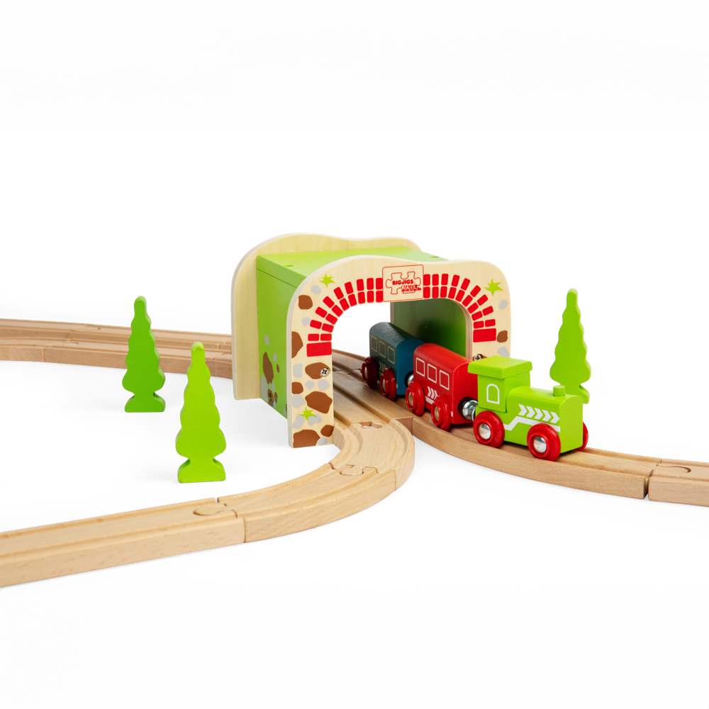 Bigjigs Rail Double Tunnel Wooden Train Set Accessory Compatible with Major Brands