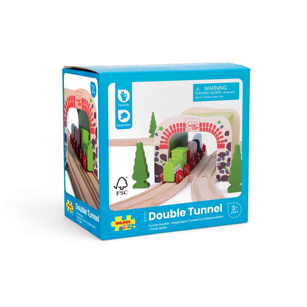 Bigjigs Rail Double Tunnel Wooden Train Set Accessory Compatible with Major Brands