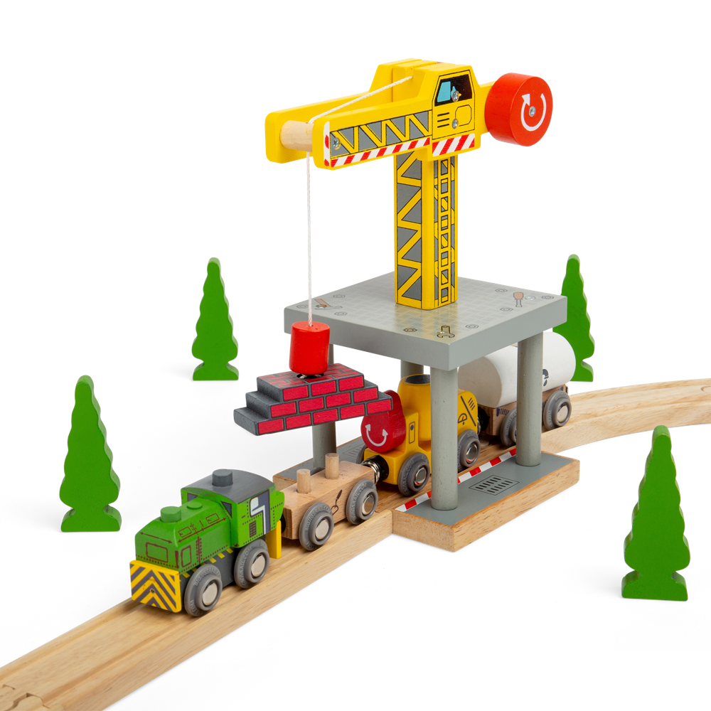 Bigjigs Rail Big Yellow Toy Crane Wooden Railway Accessory for Train Sets