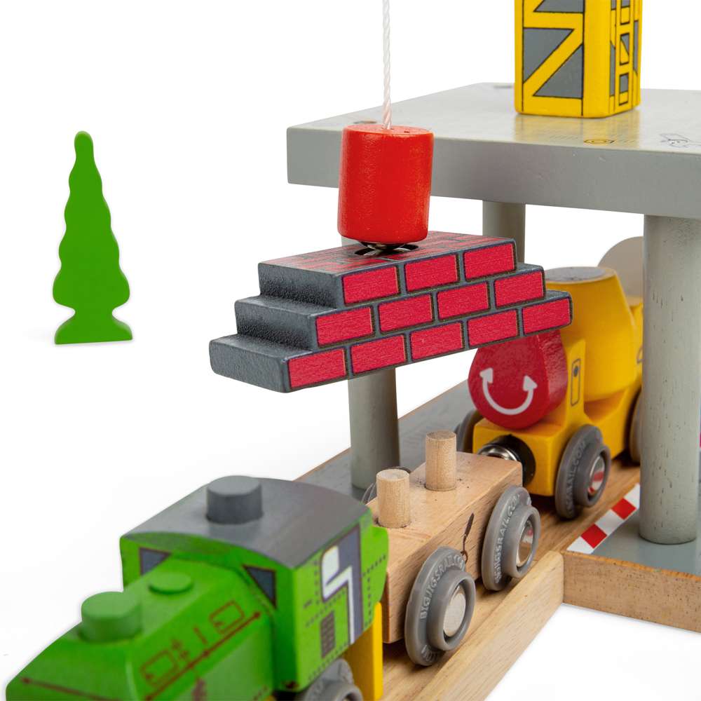 Bigjigs Rail Big Yellow Toy Crane Wooden Railway Accessory for Train Sets