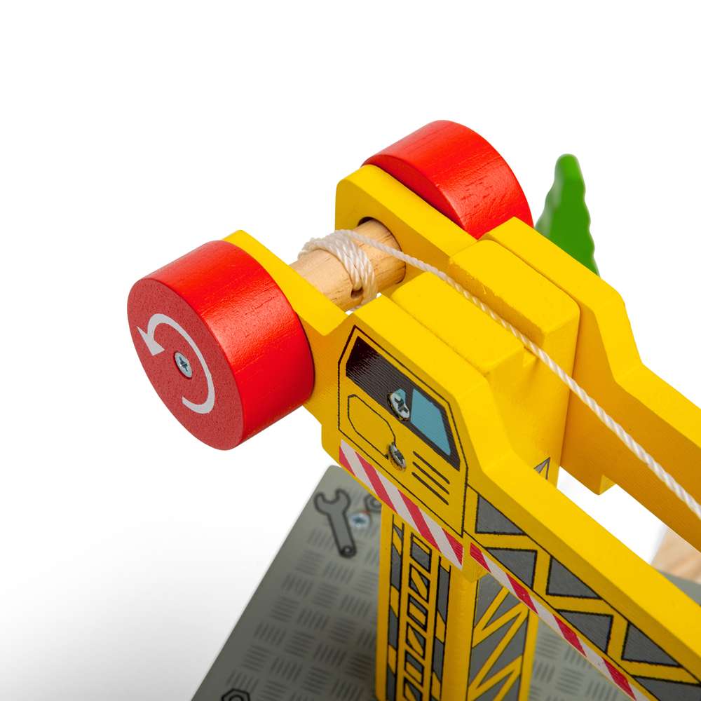 Bigjigs Rail Big Yellow Toy Crane Wooden Railway Accessory for Train Sets