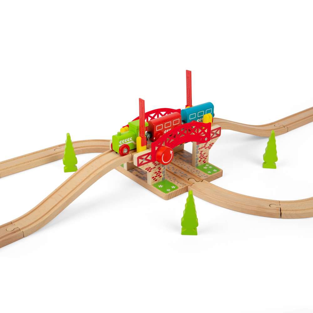 Bigjigs Rail Wooden Lifting Bridge Train Set Accessory with Track 3 Pieces