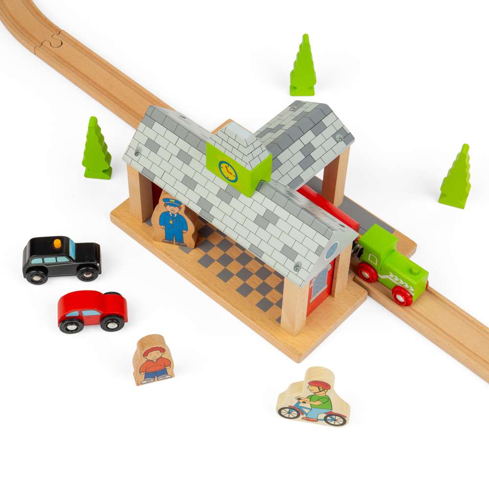 Bigjigs Rail Wooden Railway Station Toy Train Set Accessory