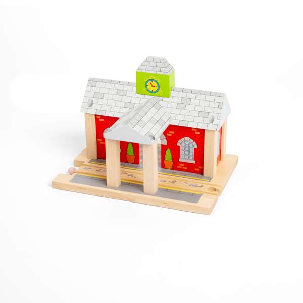 Bigjigs Rail Wooden Railway Station Toy Train Set Accessory