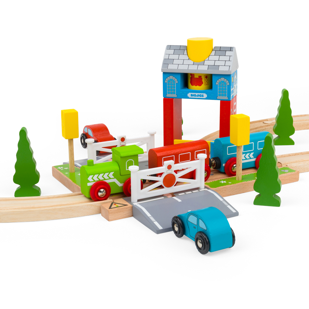 Bigjigs Rail Wooden Signal Box Railway Road Accessory 3 Pieces