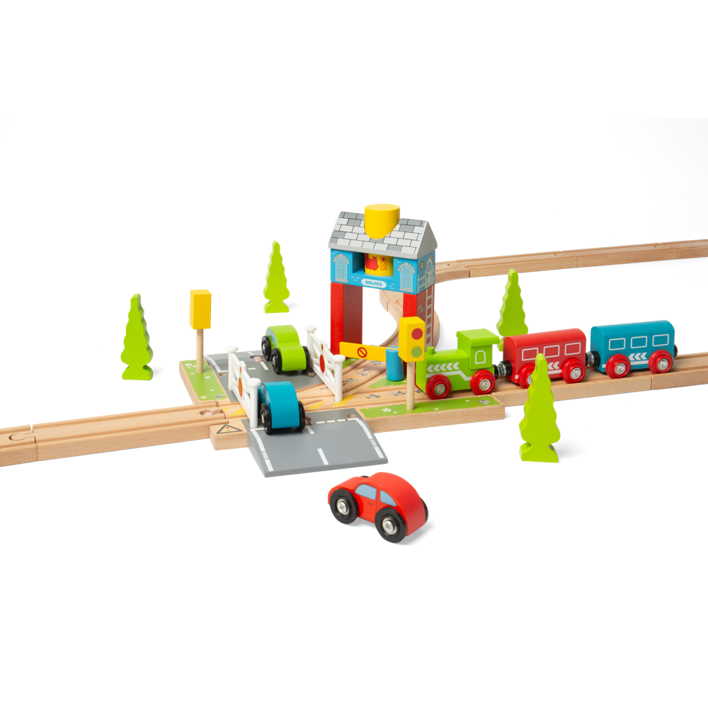 Bigjigs Rail Wooden Signal Box Railway Road Accessory 3 Pieces