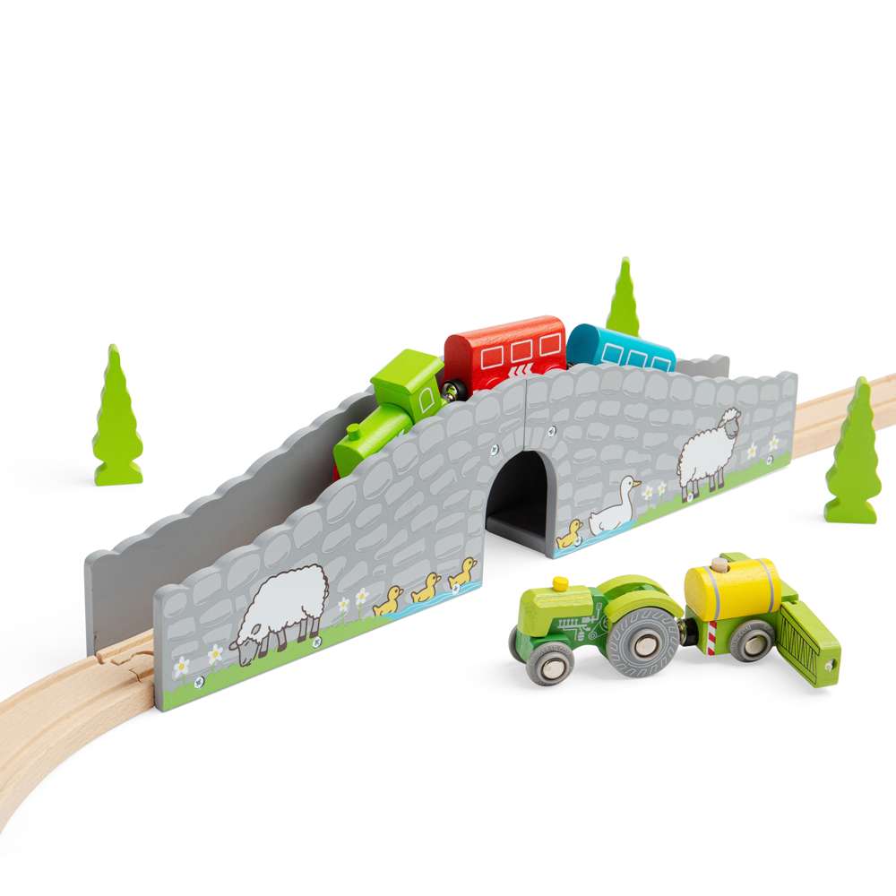 Bigjigs Rail Wooden Farm Bridge Accessory for Toy Train Sets 2 Pieces
