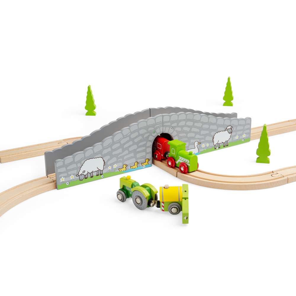 Bigjigs Rail Wooden Farm Bridge Accessory for Toy Train Sets 2 Pieces