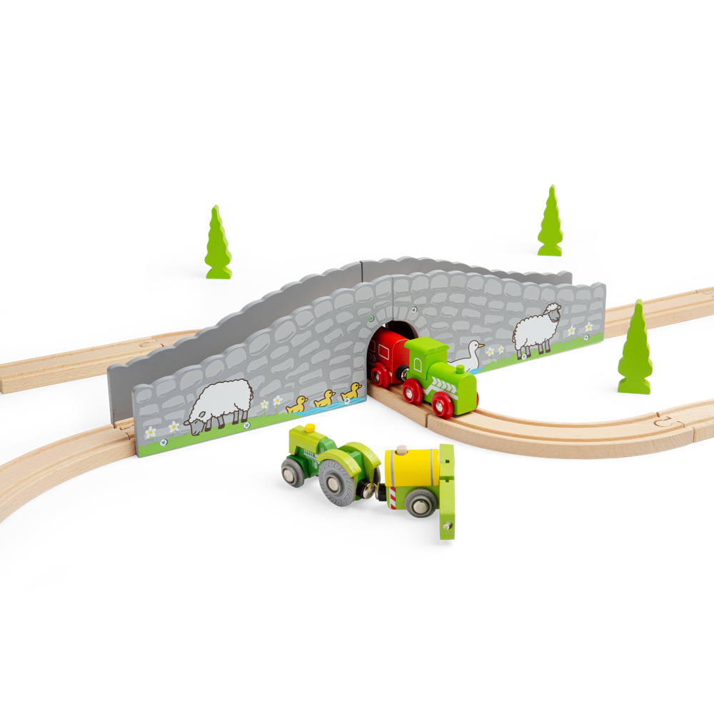 Bigjigs Rail Wooden Farm Bridge Accessory for Toy Train Sets 2 Pieces