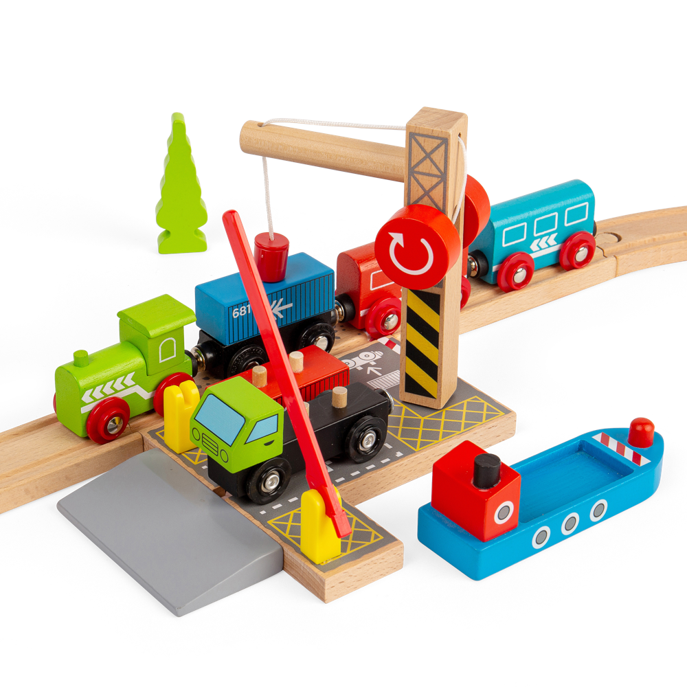 Bigjigs Rail Wooden Container Shipping Yard Crane Accessory for Train Sets