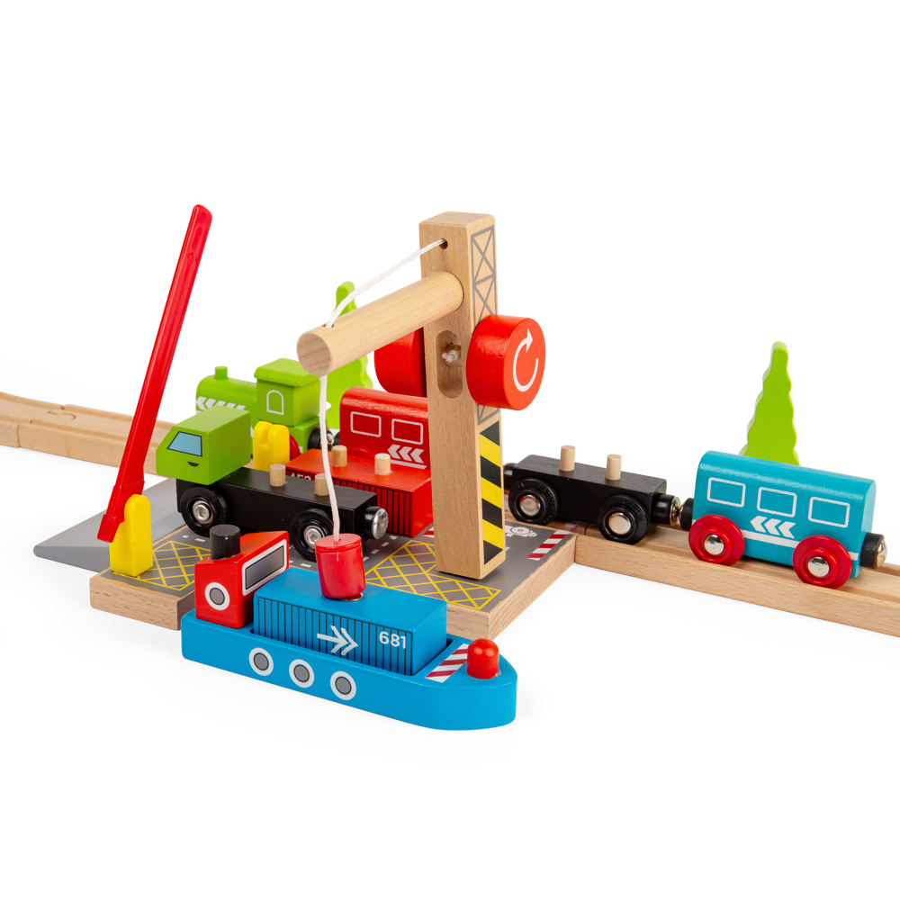 Bigjigs Rail Wooden Container Shipping Yard Crane Accessory for Train Sets
