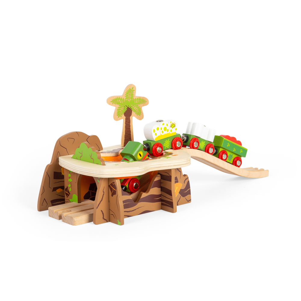 Bigjigs Rail Lava Pit Wooden Train Track Accessory with Tunnel and Felt Lava Pit