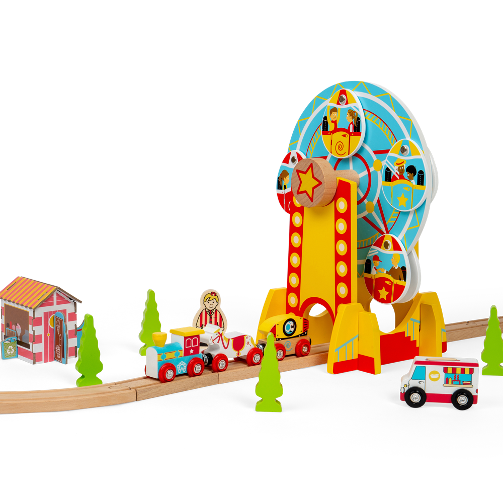 Bigjigs Rail Ferris Wheel Wooden Train Tunnel Accessory for Ages 3 Plus