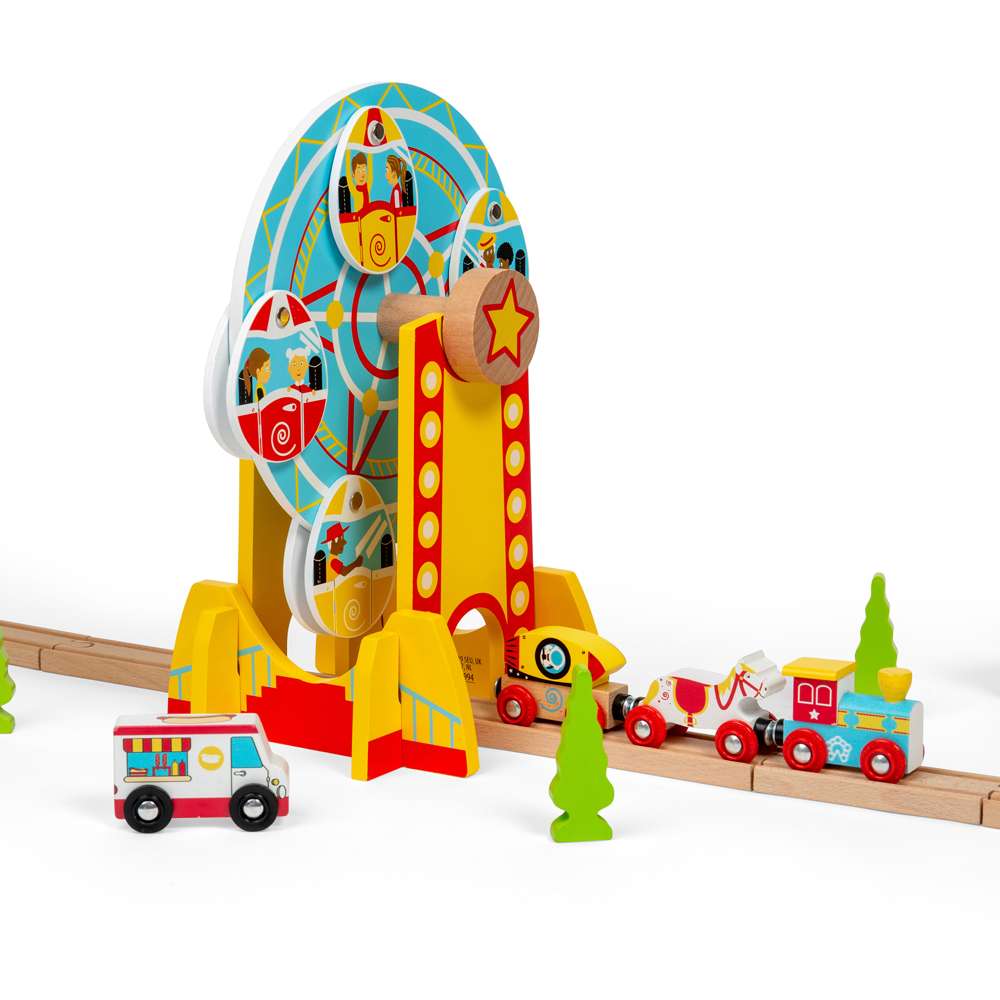 Bigjigs Rail Ferris Wheel Wooden Train Tunnel Accessory for Ages 3 Plus
