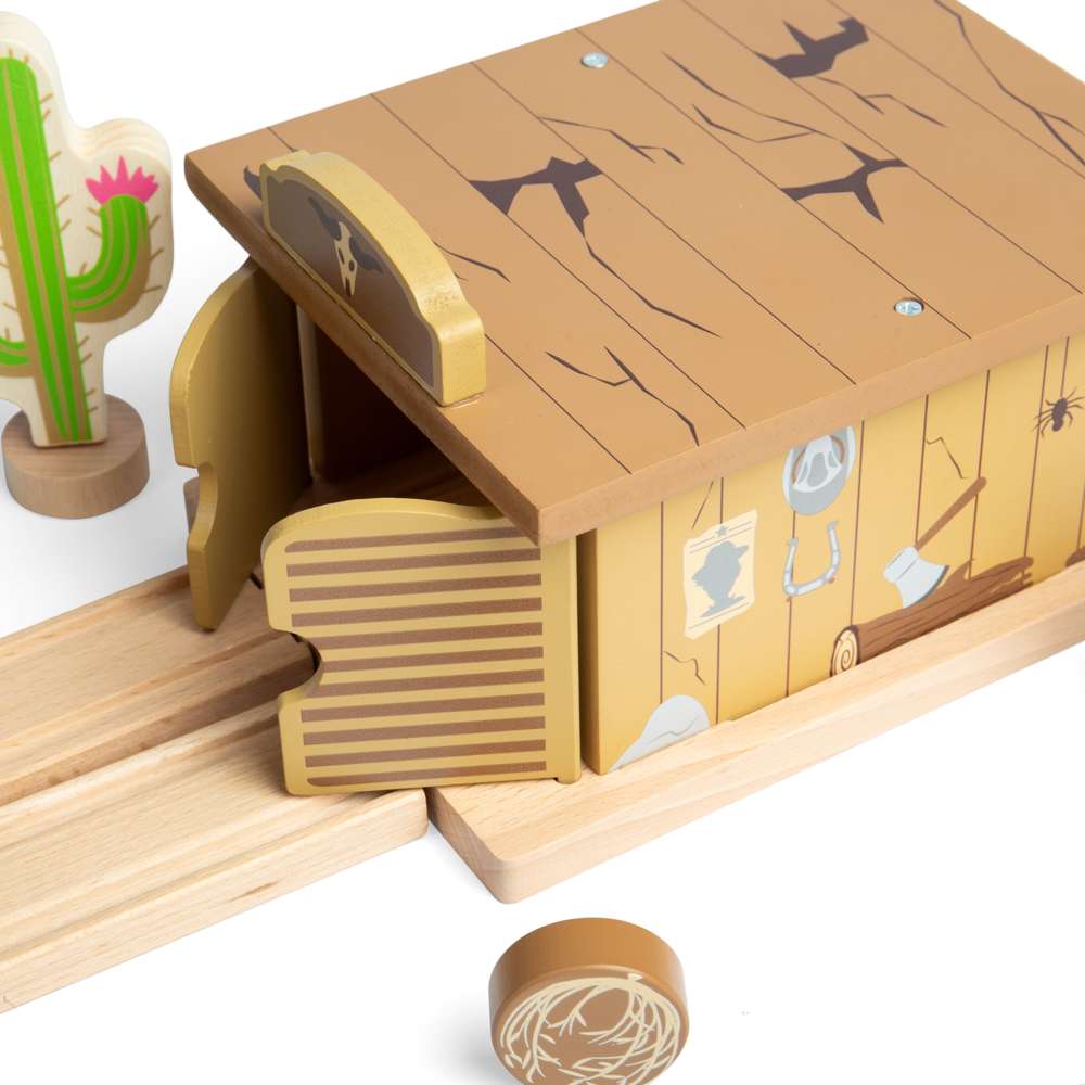 Bigjigs Rail Wild West Saloon Tunnel Wooden Train Set Accessory for Ages 3 Plus