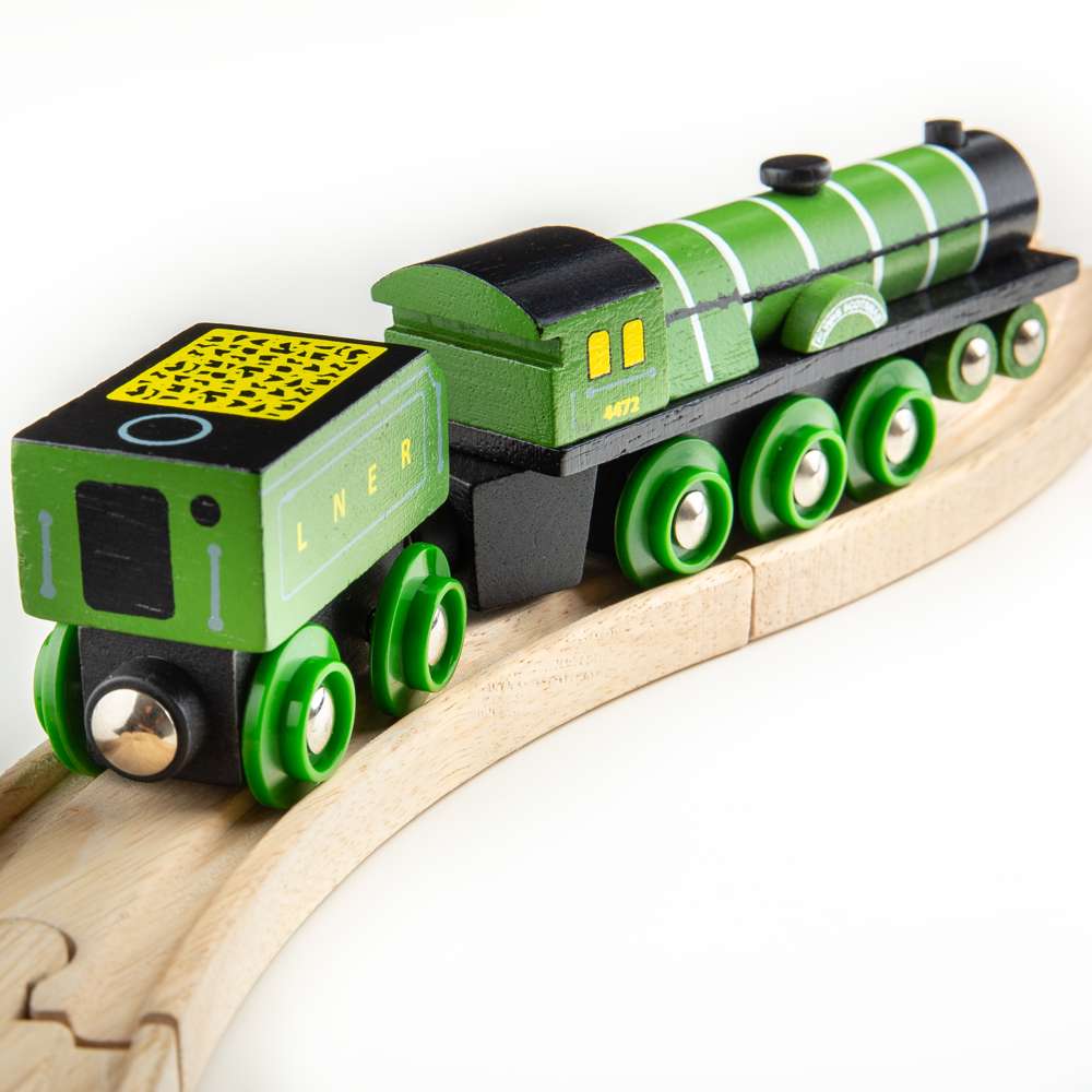 Bigjigs Rail Flying Scotsman Wooden Toy Train Engine with Magnetic Couplings