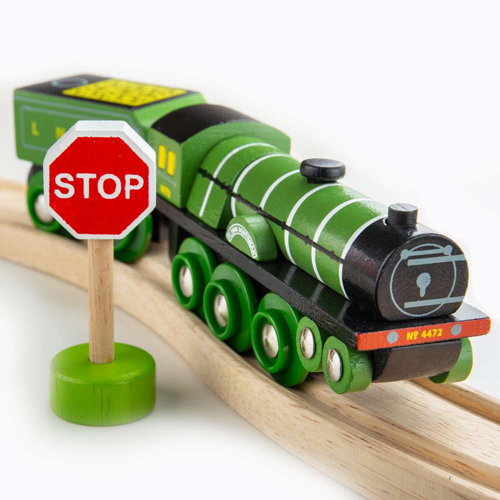 Bigjigs Rail Flying Scotsman Wooden Toy Train Engine with Magnetic Couplings