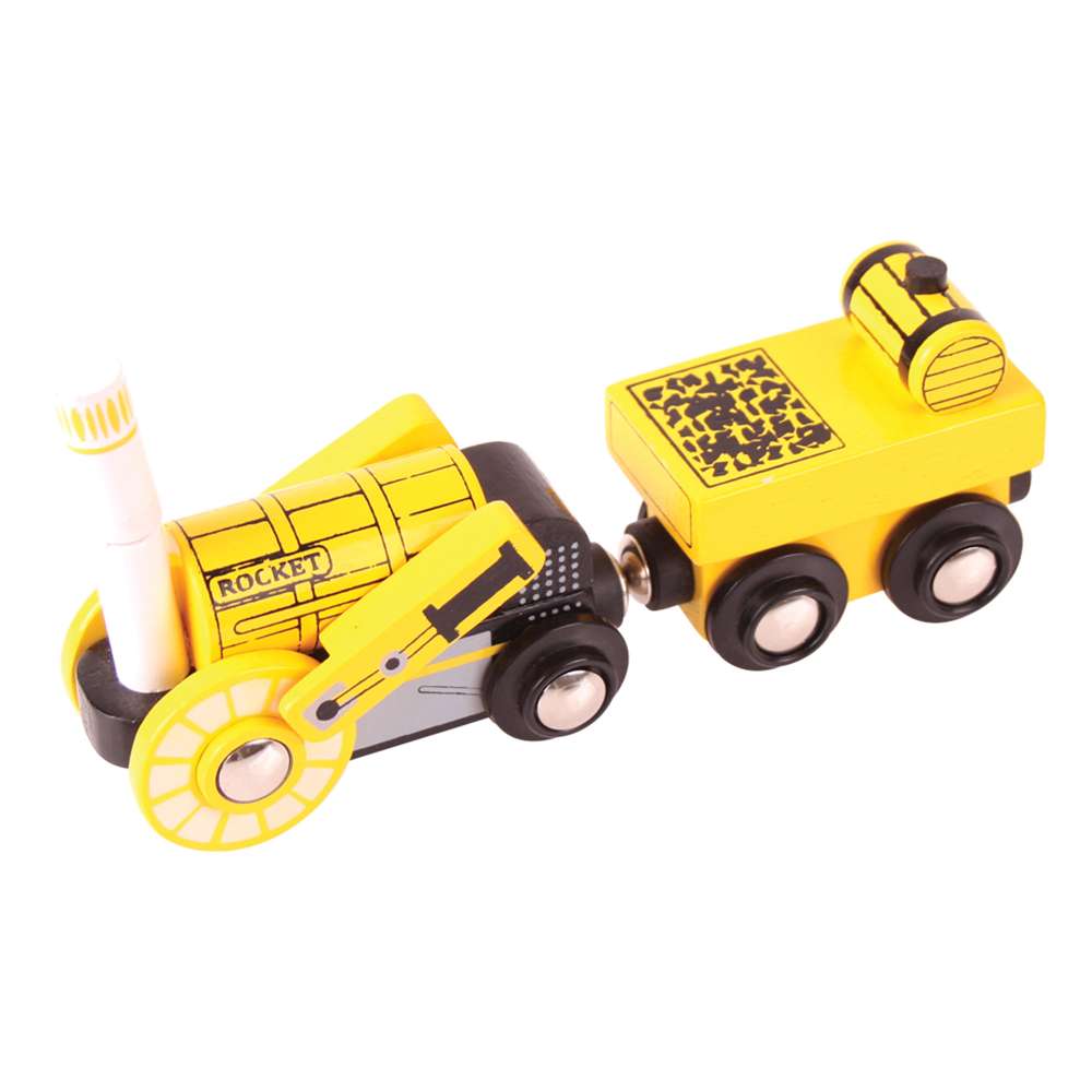 Bigjigs Rail Stephensons Rocket Wooden Engine and Carriage Toy Train