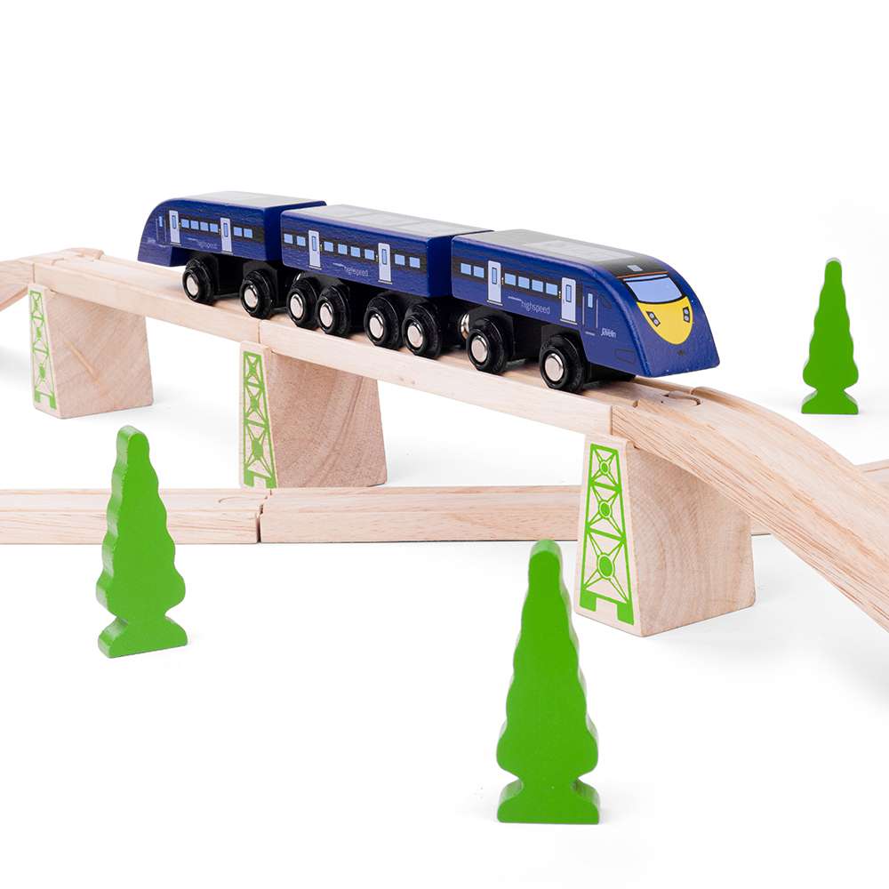 Bigjigs Rail Southeastern High Speed 1 HS1 Wooden Train Toy with Carriage and Track