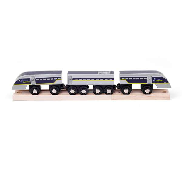 Bigjigs Rail Wooden Eurostar e320 Toy Train Set with Magnetic Couplings and Track
