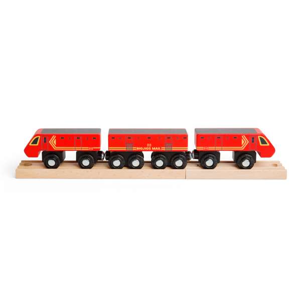 Bigjigs Rail Postal Train Wooden Toy Train with 3 Carriages and 2 Track Pieces