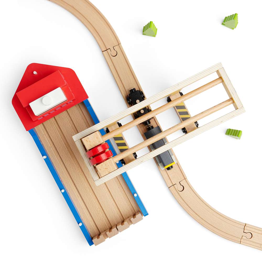 Bigjigs Rail Gantry Crane Wooden Train Set Accessory with Container Lorry