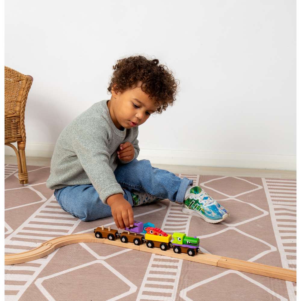 Bigjigs Rail Wooden Monster Train with Engine and 3 Carriages for Wooden Railway Sets