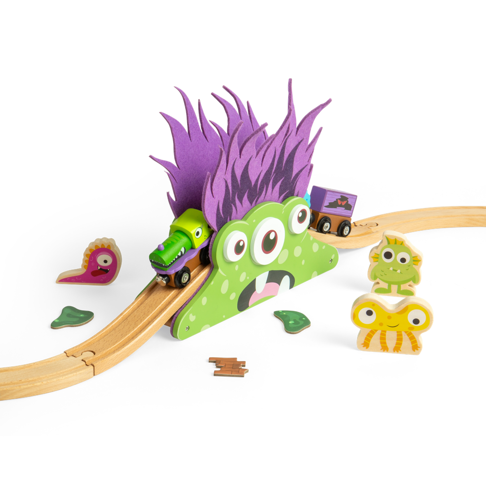 Bigjigs Rail Wooden Monster Bridge Toy Train Track Accessory for Kids 3 Years Plus