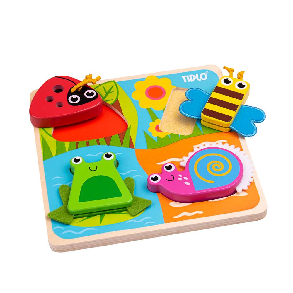 Tidlo Touch and Feel Bug Puzzle Wooden Sensory Sorting Toy for Toddlers