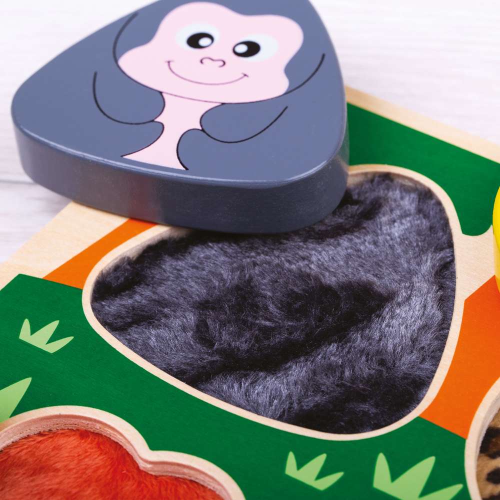 Tidlo Touch and Feel Safari Wooden Sensory Puzzle for Toddlers