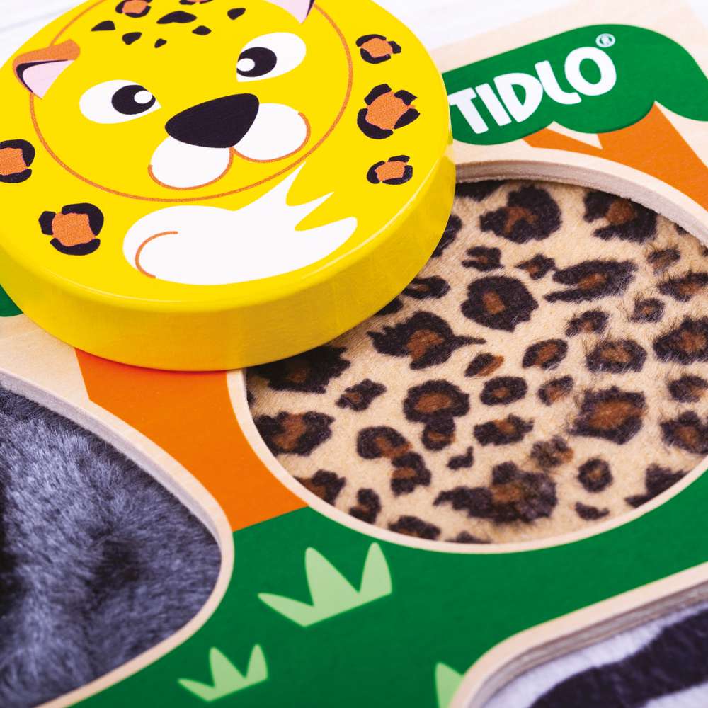 Tidlo Touch and Feel Safari Wooden Sensory Puzzle for Toddlers