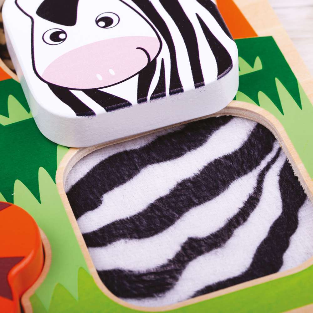 Tidlo Touch and Feel Safari Wooden Sensory Puzzle for Toddlers