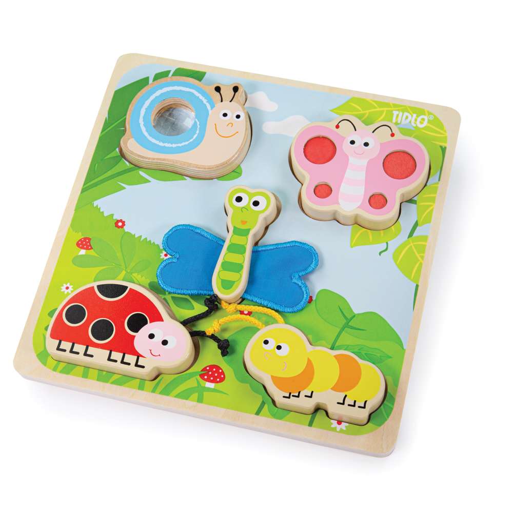 Tidlo Touch and Feel Insect Puzzle Wooden Sensory Sorting Toy for Toddlers