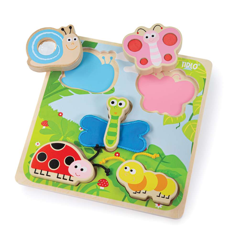 Tidlo Touch and Feel Insect Puzzle Wooden Sensory Sorting Toy for Toddlers