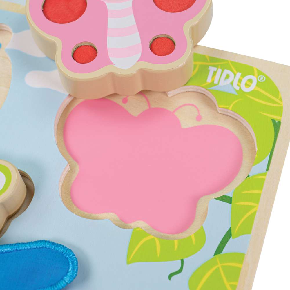 Tidlo Touch and Feel Insect Puzzle Wooden Sensory Sorting Toy for Toddlers