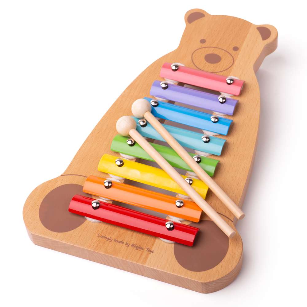 Tidlo Musical Bear Wooden Xylophone for Kids with 8 Metal Keys and 2 Beaters