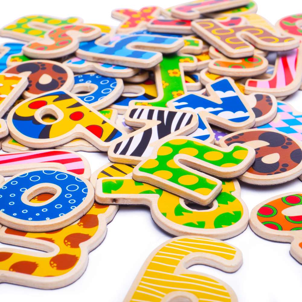 Tidlo Wooden Lowercase Magnetic Alphabet Letters 58 Piece Educational Toy