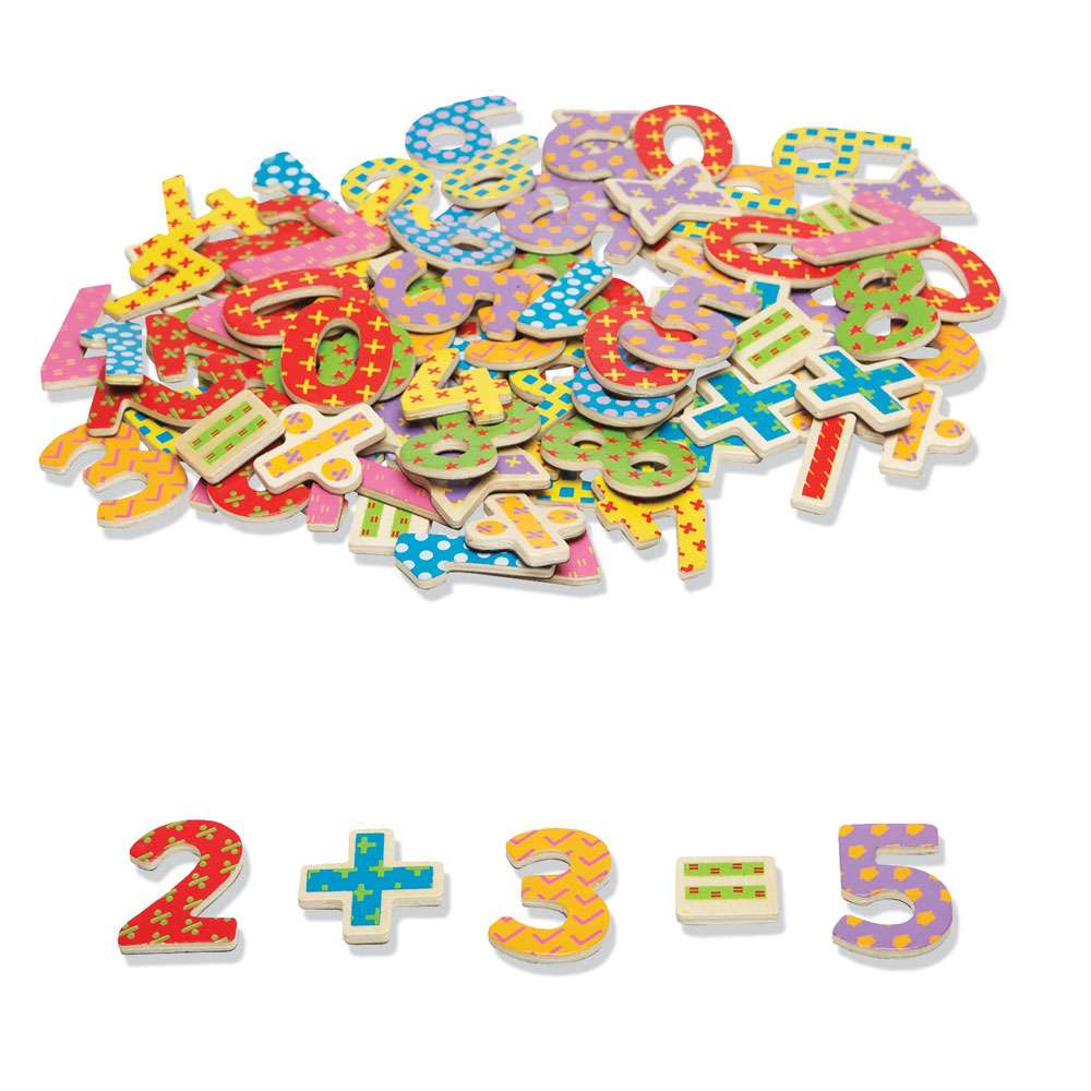 Tidlo Wooden Magnetic Numbers and Symbols Educational Toy 100 Pieces
