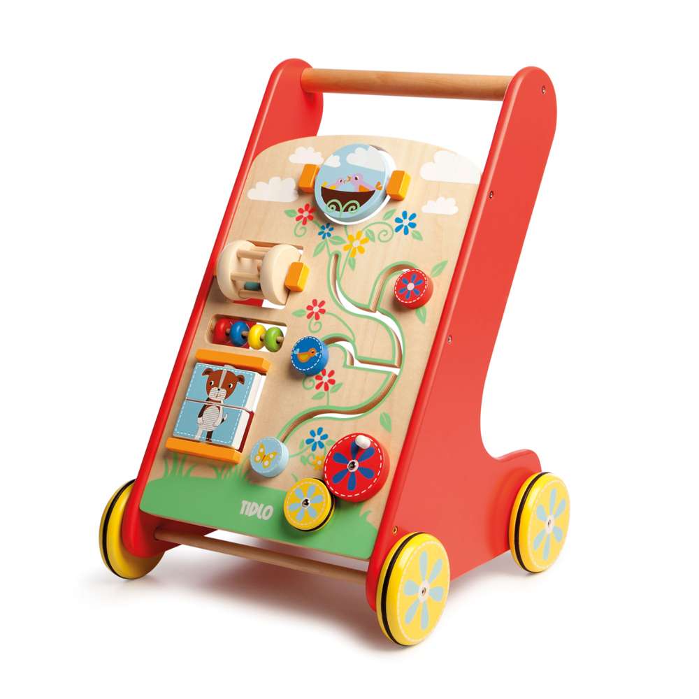 Tidlo Wooden Baby Walker Activity Centre with Storage Tray for 12 Months Plus